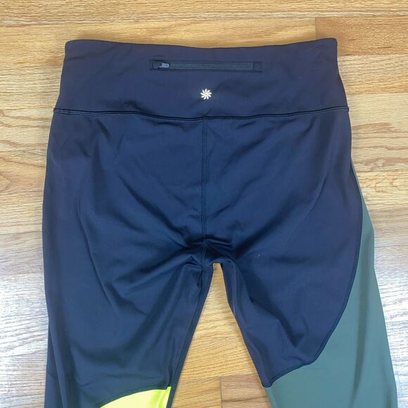 Athleta ASYM Colorblock Size LT Supersonic Black Green Athletic Leggings - Picture 9 of 10